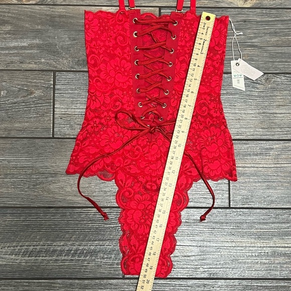 NWT $98 We Are HAH X Free People Spinster Reversible Bodysuit XS Siren Red Top - Picture 7 of 16